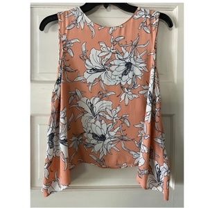 Zara peach and white floral tank top. Size Small
